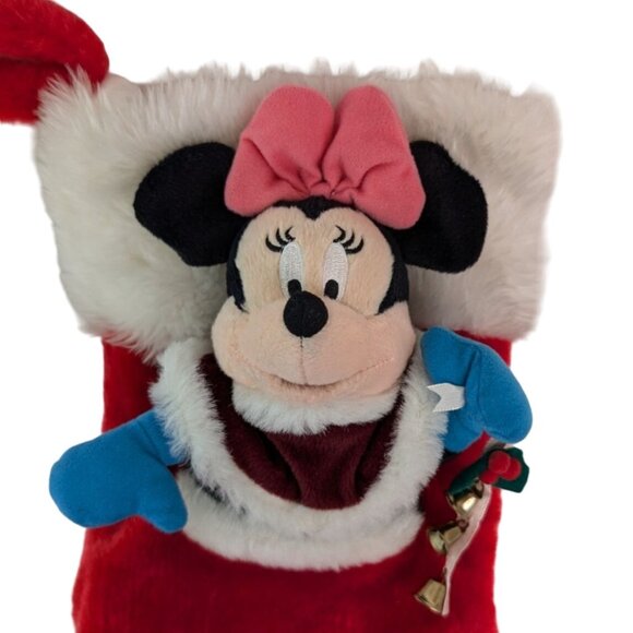 Disney Minnie Mouse Plush Christmas Stocking Red with Bells 16" by Gemmy - Picture 2 of 6